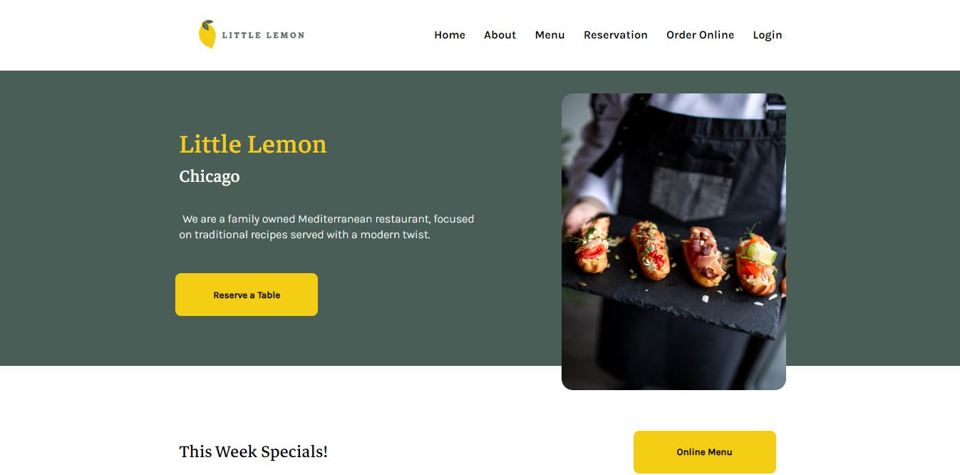 Little Lemon Restaurant website; my react project